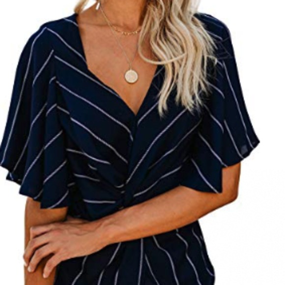 Womens Spring Floral Shirts Short Sleeve - Picture 2 of 3